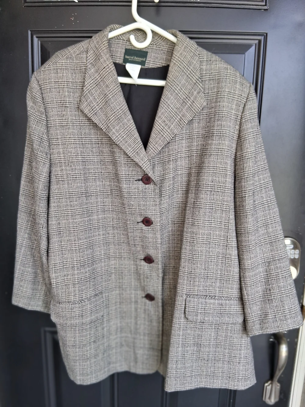 Harve Benard Women's Plaid Blazer Jacket in Black/Gray Lined XXL 27 In Pit ToPit